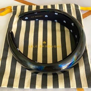 Lele Sadoughi Black Padded Patent Leather Headband